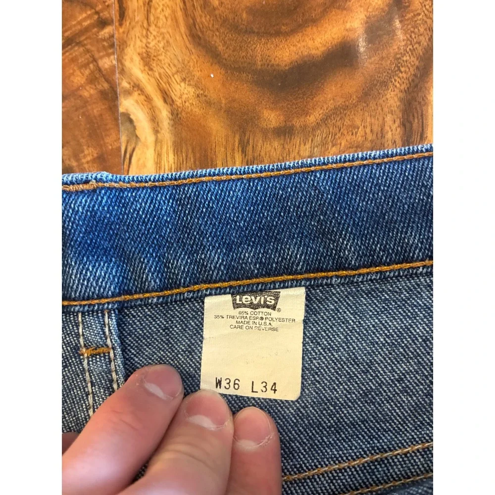 Vintage Levis 517 Orange Tab Jeans Mens 36x34 Bootcut Denim Made in USA 90s Blue